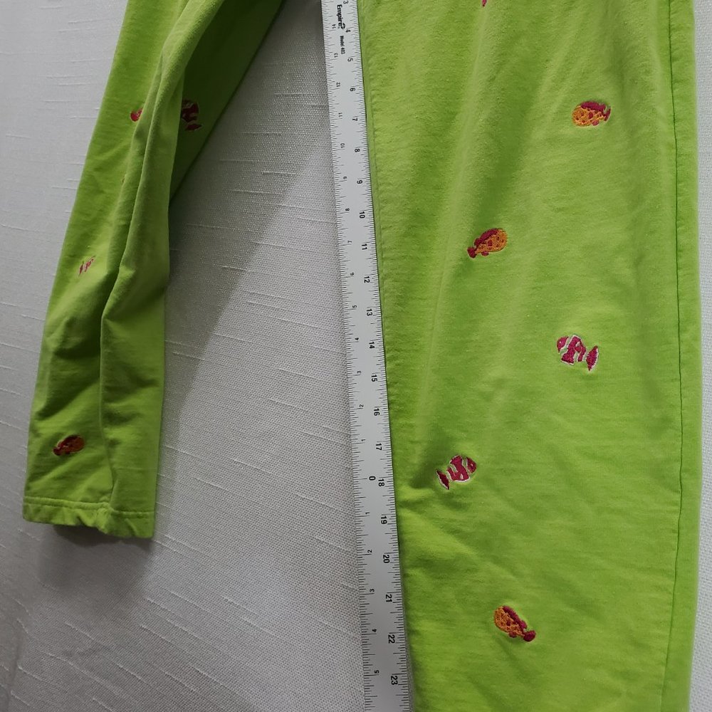 Natalie & Me Woman Petites Weekend Green sz L(P); Embroidered Fish Leisure Pants - Picture 7 of 7